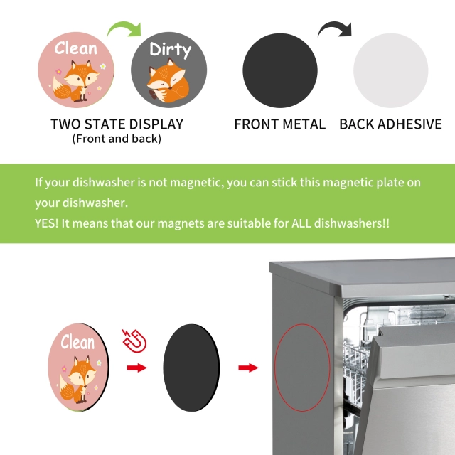 Dishwasher Magnet Dirty Clean Sign Indicator, Trendy Universal Kitchen Dish Washer Refrigerator Magnet-XWT02