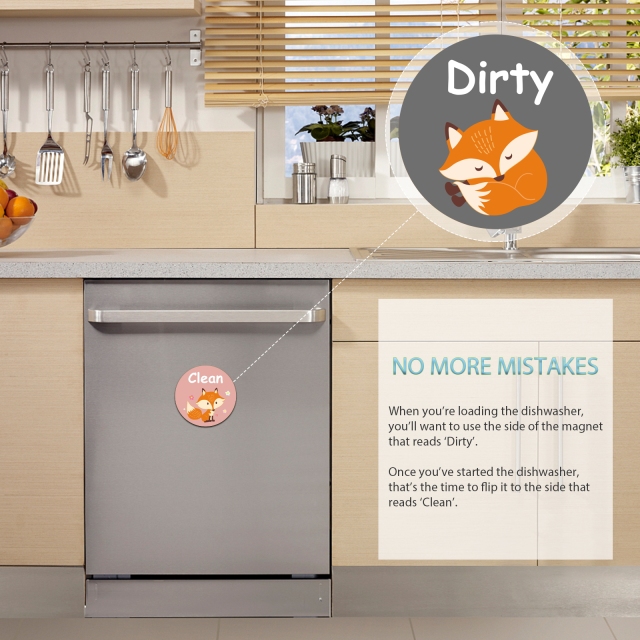 Dishwasher Magnet Dirty Clean Sign Indicator, Trendy Universal Kitchen Dish Washer Refrigerator Magnet-XWT02