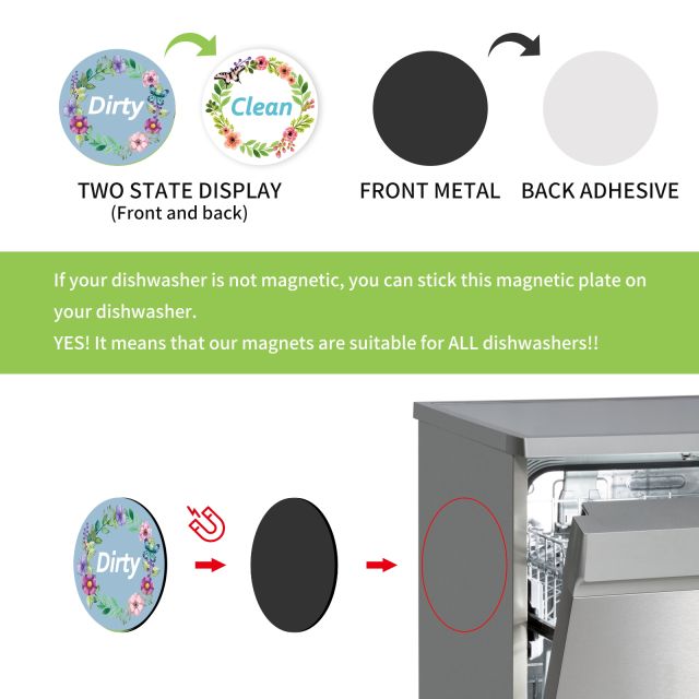 Dishwasher Magnet Dirty Clean Sign Indicator, Trendy Universal Kitchen Dish Washer Refrigerator Magnet-XWT04
