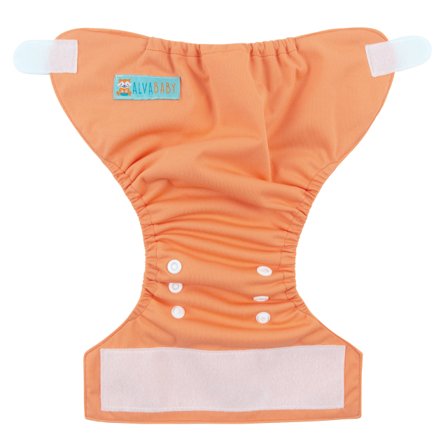 ALVABABY Newborn Velcro Pocket Diaper Hook&Loop Cloth Diaper -Orange(VB17A)