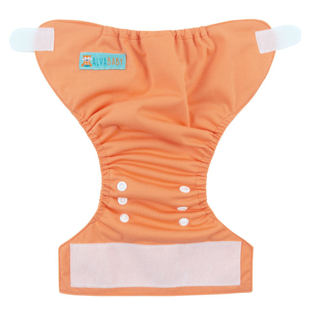 ALVABABY Newborn Velcro Pocket Diaper Hook&amp;Loop Cloth Diaper -Orange(VB17A)