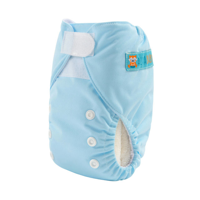 ALVABABY Newborn Velcro Pocket Diaper Hook&Loop Cloth Diaper-Blue (VB03A)