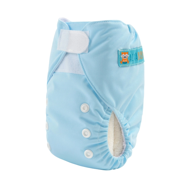 ALVABABY Newborn Velcro Pocket Diaper Hook&Loop Cloth Diaper-Blue (VB03A)