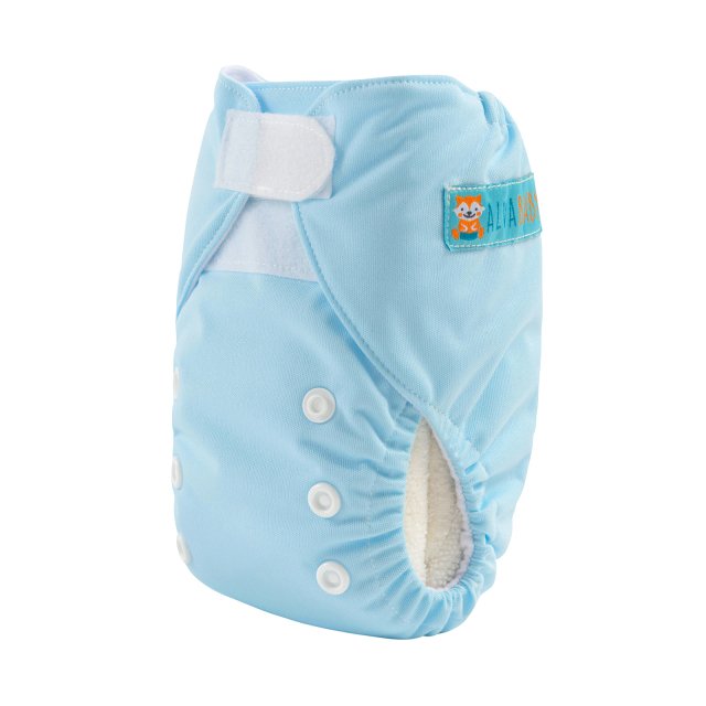 ALVABABY Newborn Velcro Pocket Diaper Hook&Loop Cloth Diaper-Blue (VB03A)