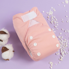 ALVABABY Newborn Velcro Pocket Diaper Hook&Loop Cloth Diaper-Pink(VB19A)