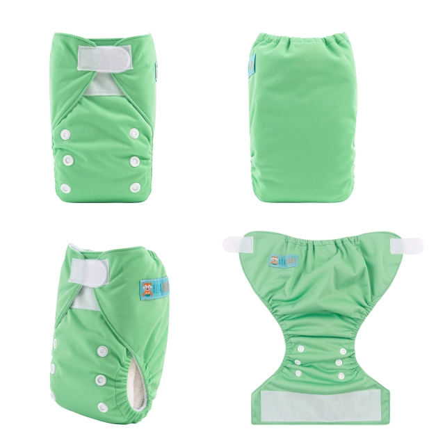 ALVABABY Newborn Velcro Pocket Diaper Hook&Loop Cloth Diaper - Green (VB11A)