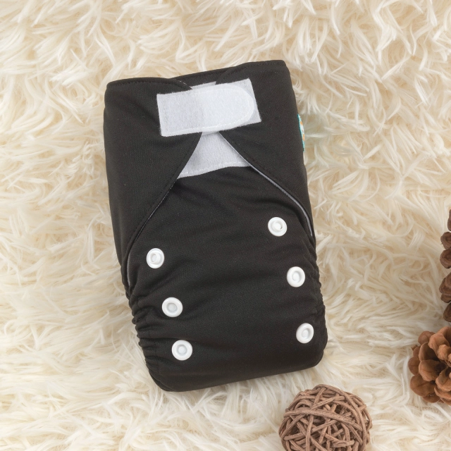 ALVABABY Newborn Velcro Pocket Diaper Hook&Loop Cloth Diaper -Black (VB26A)