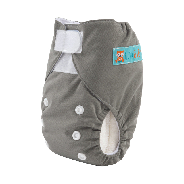 ALVABABY Newborn Velcro Pocket Diaper Hook&Loop Cloth Diaper -Grey (VB29A)