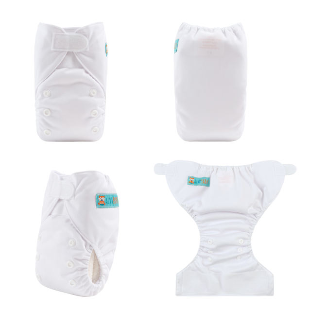ALVABABY Newborn Velcro Pocket Diaper Hook&Loop Cloth Diaper-White (VB09A)