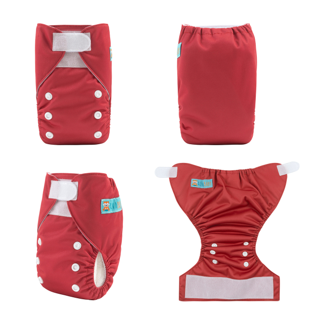 ALVABABY Newborn Velcro Pocket Diaper Hook&Loop Cloth Diaper-Red (VB36A)