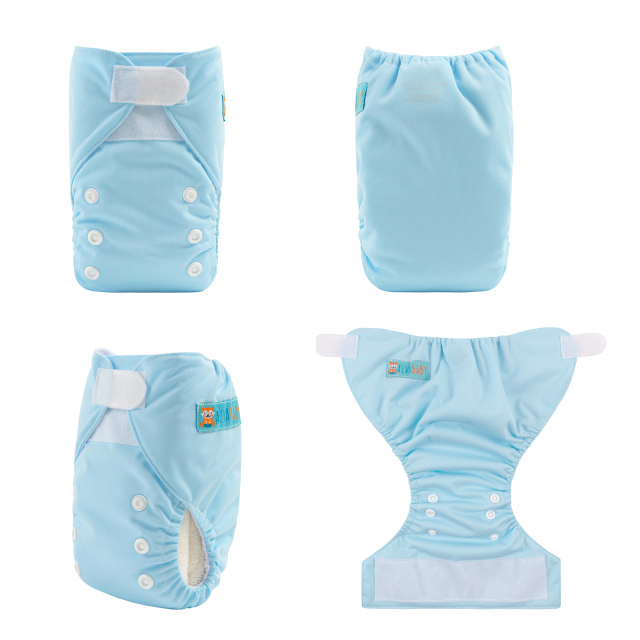 ALVABABY Newborn Velcro Pocket Diaper Hook&Loop Cloth Diaper-Blue (VB03A)