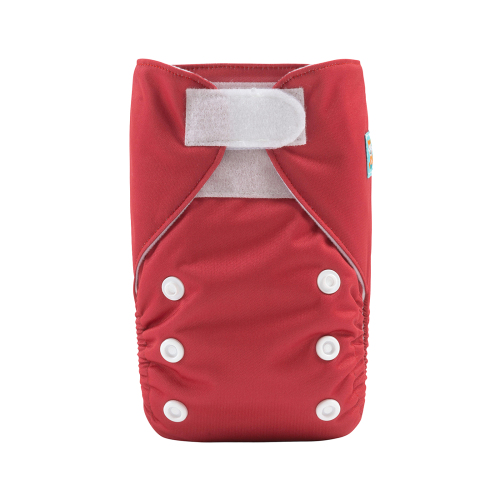 ALVABABY Newborn Velcro Cloth Diaper, Adjustable Reusable Hook & Loop Cloth Diaper for Baby under 12lbs-Red (VB36A)