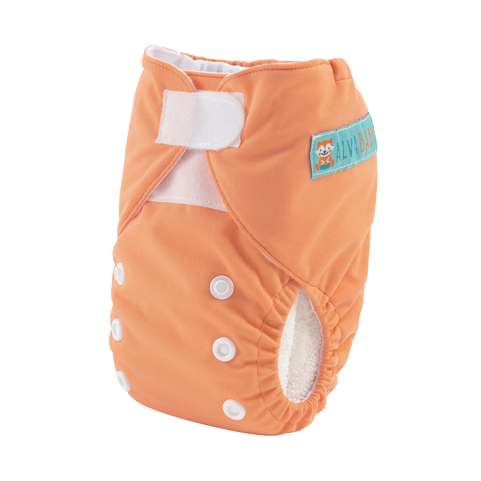 ALVABABY Newborn Velcro Cloth Diaper, Adjustable Reusable Hook & Loop Cloth Diaper for Baby under 12lbs -Orange(VB17A)