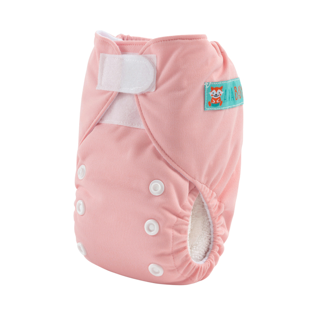 ALVABABY Newborn Velcro Pocket Diaper Hook&Loop Cloth Diaper-Pink(VB19A)