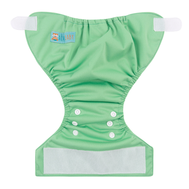 ALVABABY Newborn Velcro Pocket Diaper Hook&Loop Cloth Diaper - Green (VB11A)