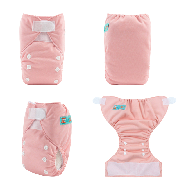 ALVABABY Newborn Velcro Pocket Diaper Hook&Loop Cloth Diaper-Pink(VB19A)