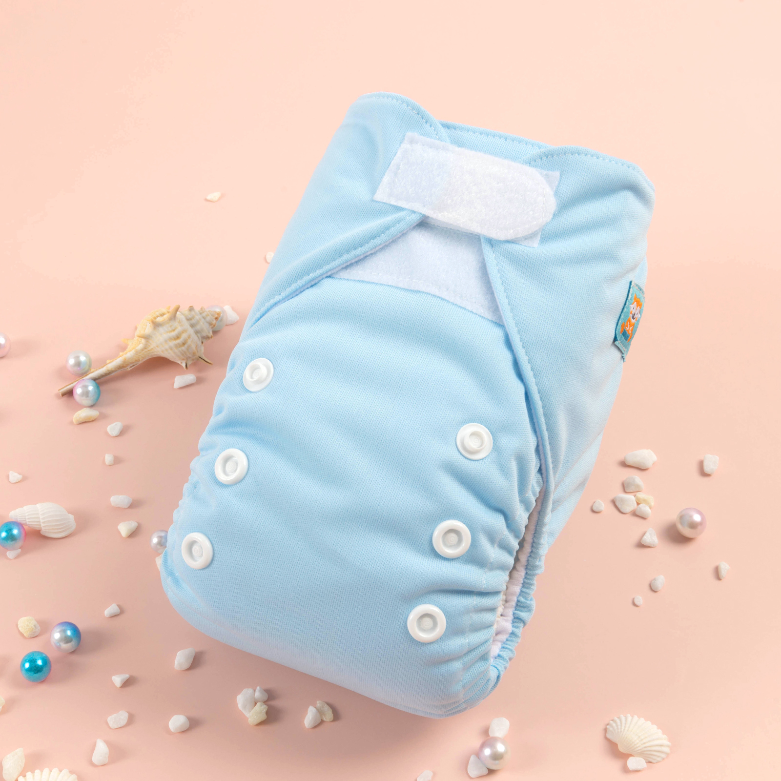 ALVABABY Newborn Velcro Cloth Diaper, Adjustable Reusable Hook & Loop Cloth Diaper for Baby under 12lbs (VB03A Blue )