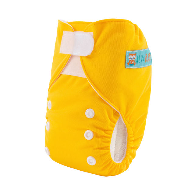 ALVABABY Newborn Velcro Pocket Diaper Hook&amp;Loop Cloth Diaper-Yellow (VB01A)