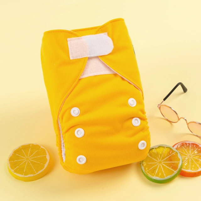 ALVABABY Newborn Velcro Pocket Diaper Hook&Loop Cloth Diaper-Yellow (VB01A)