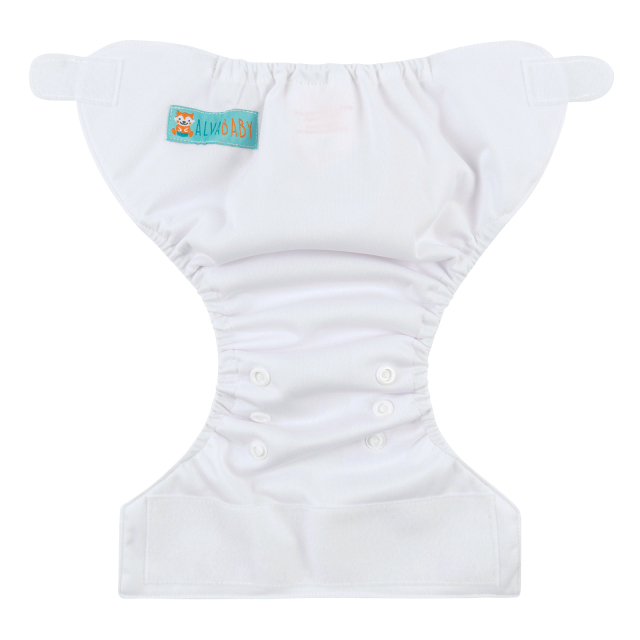 ALVABABY Newborn Velcro Pocket Diaper Hook&Loop Cloth Diaper-White (VB09A)