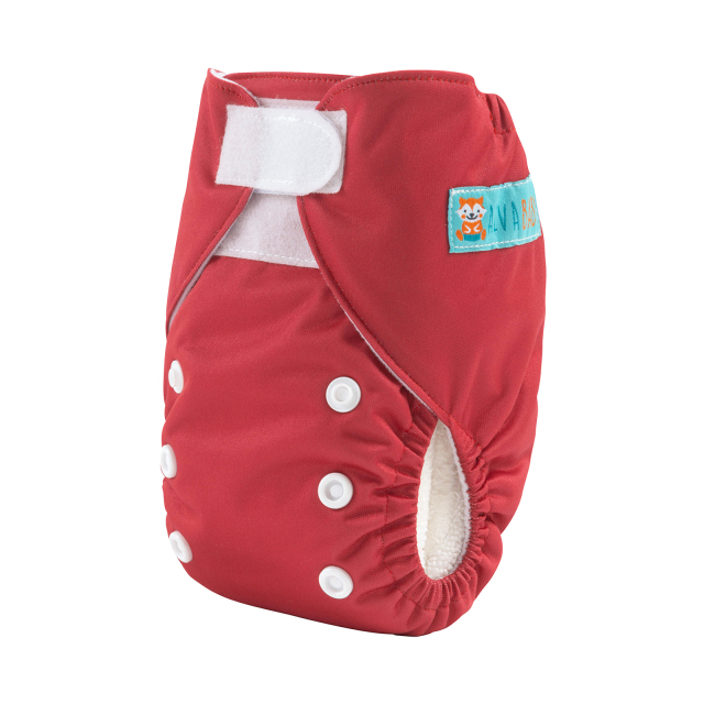 ALVABABY Newborn Velcro Pocket Diaper Hook&Loop Cloth Diaper-Red (VB36A)