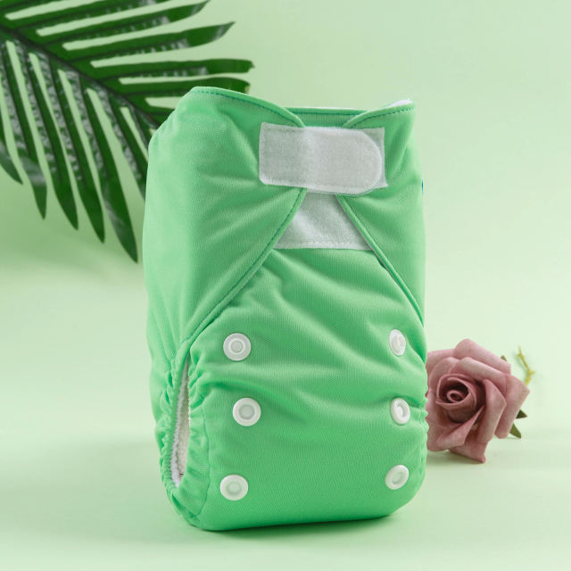 ALVABABY Newborn Velcro Pocket Diaper Hook&amp;Loop Cloth Diaper - Green (VB11A)