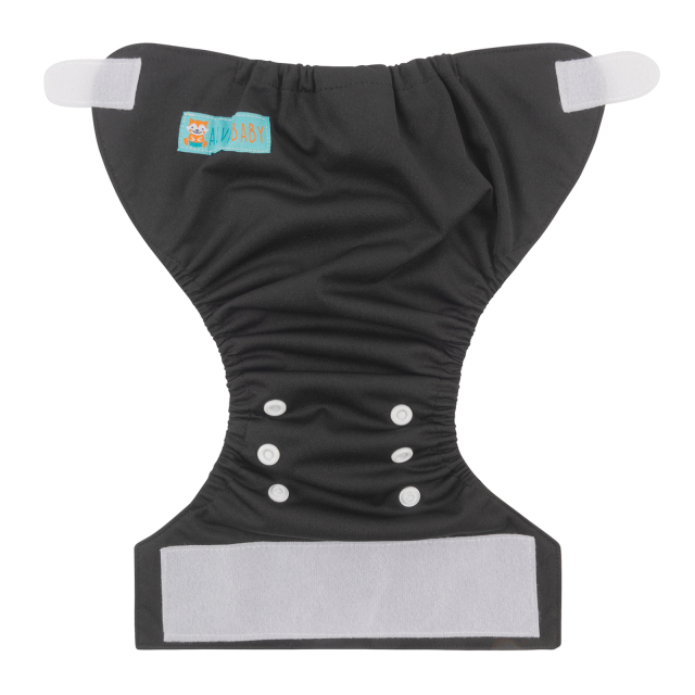 ALVABABY Newborn Velcro Pocket Diaper Hook&Loop Cloth Diaper -Black (VB26A)
