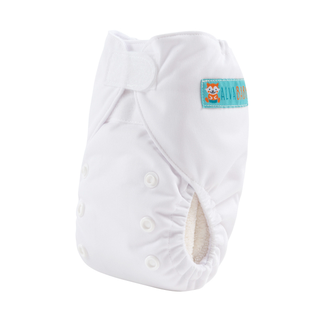 ALVABABY Newborn Velcro Pocket Diaper Hook&Loop Cloth Diaper-White (VB09A)