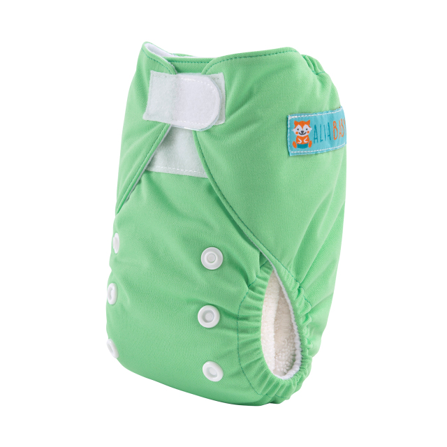 ALVABABY Newborn Velcro Pocket Diaper Hook&Loop Cloth Diaper - Green (VB11A)