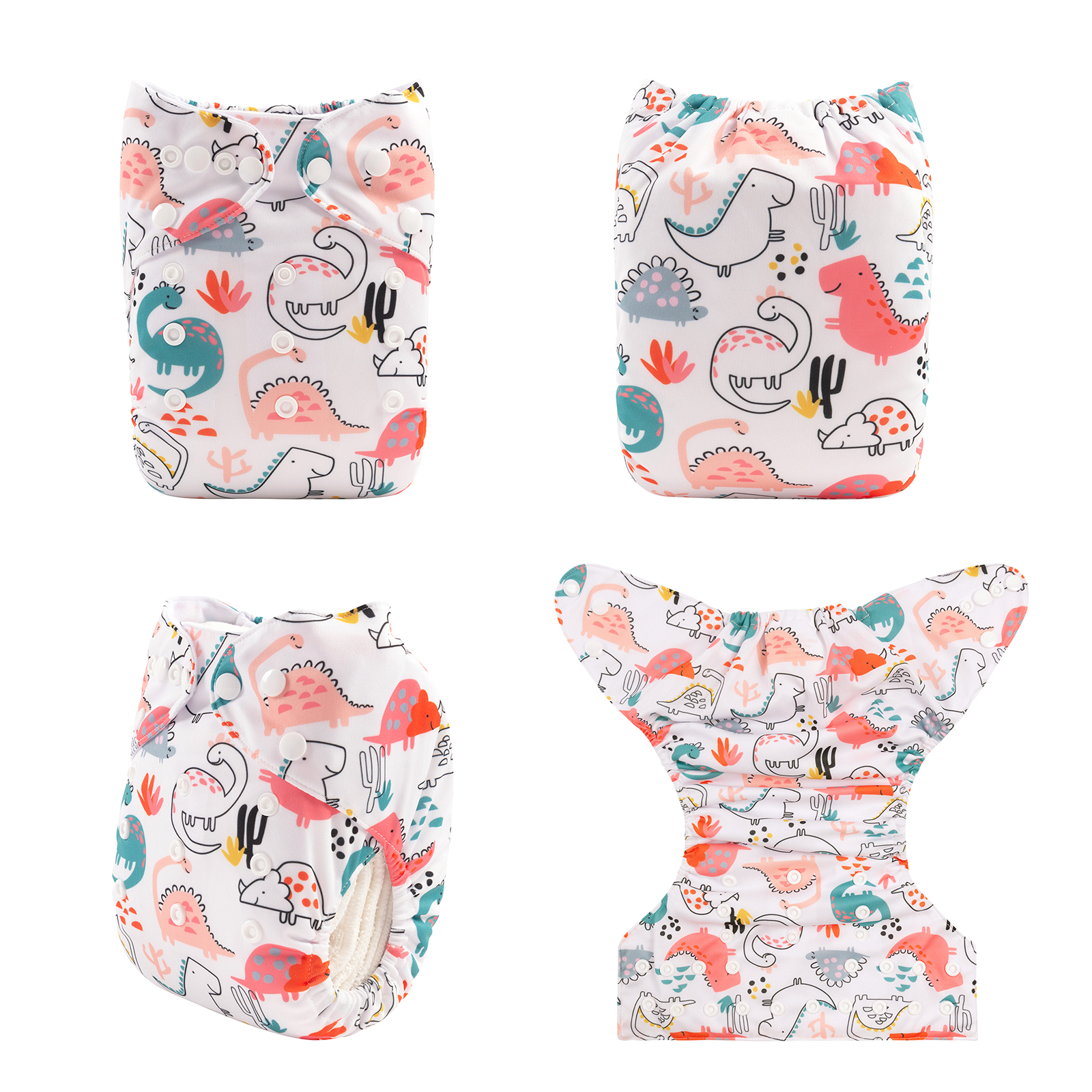 ALVABABY Positioning Cloth Diaper - One Size Adjustable Washable & Reusable Diaper for Babies and Toddlers (Dinosaur, YDP129A)