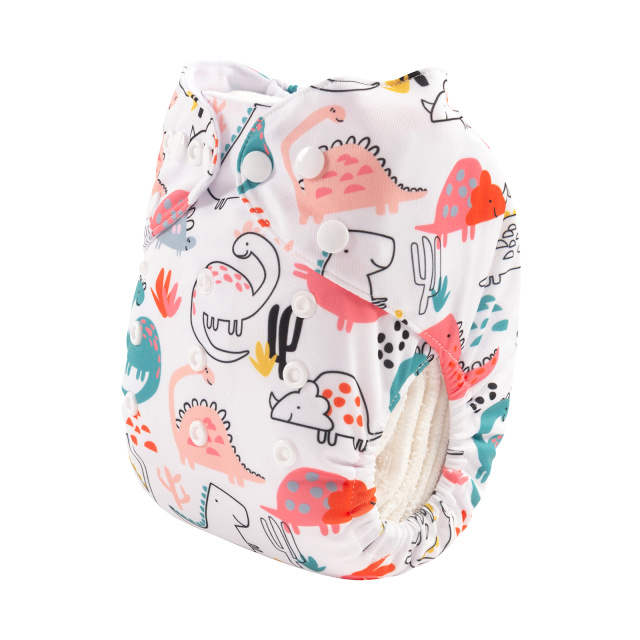 ALVABABY One Size Positioning Printed Cloth Diaper-Dinosaur(YDP129A)