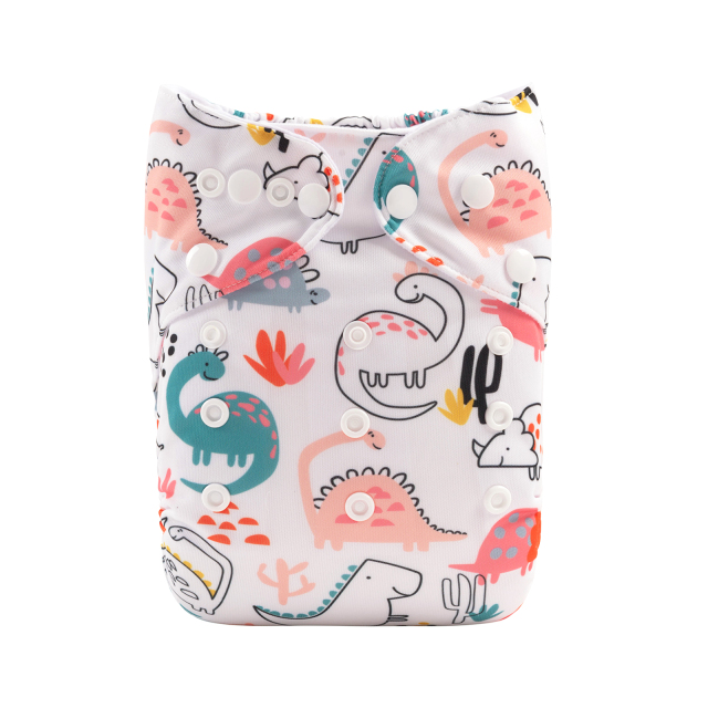 ALVABABY One Size Positioning Printed Cloth Diaper-Dinosaur(YDP129A)