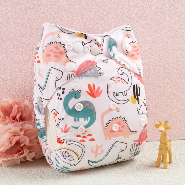 ALVABABY One Size Positioning Printed Cloth Diaper-Dinosaur(YDP129A)