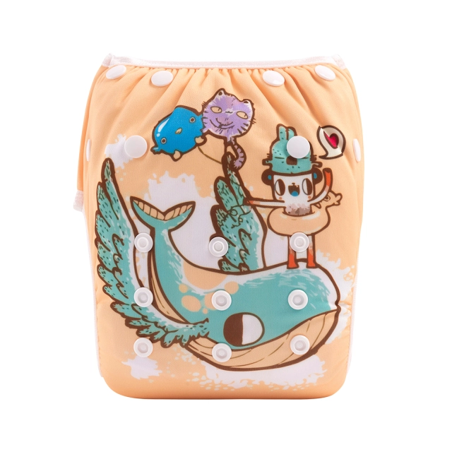 ALVABABY One Size Positioning  Printed Swim Diaper -Dolphin (SWD87A)