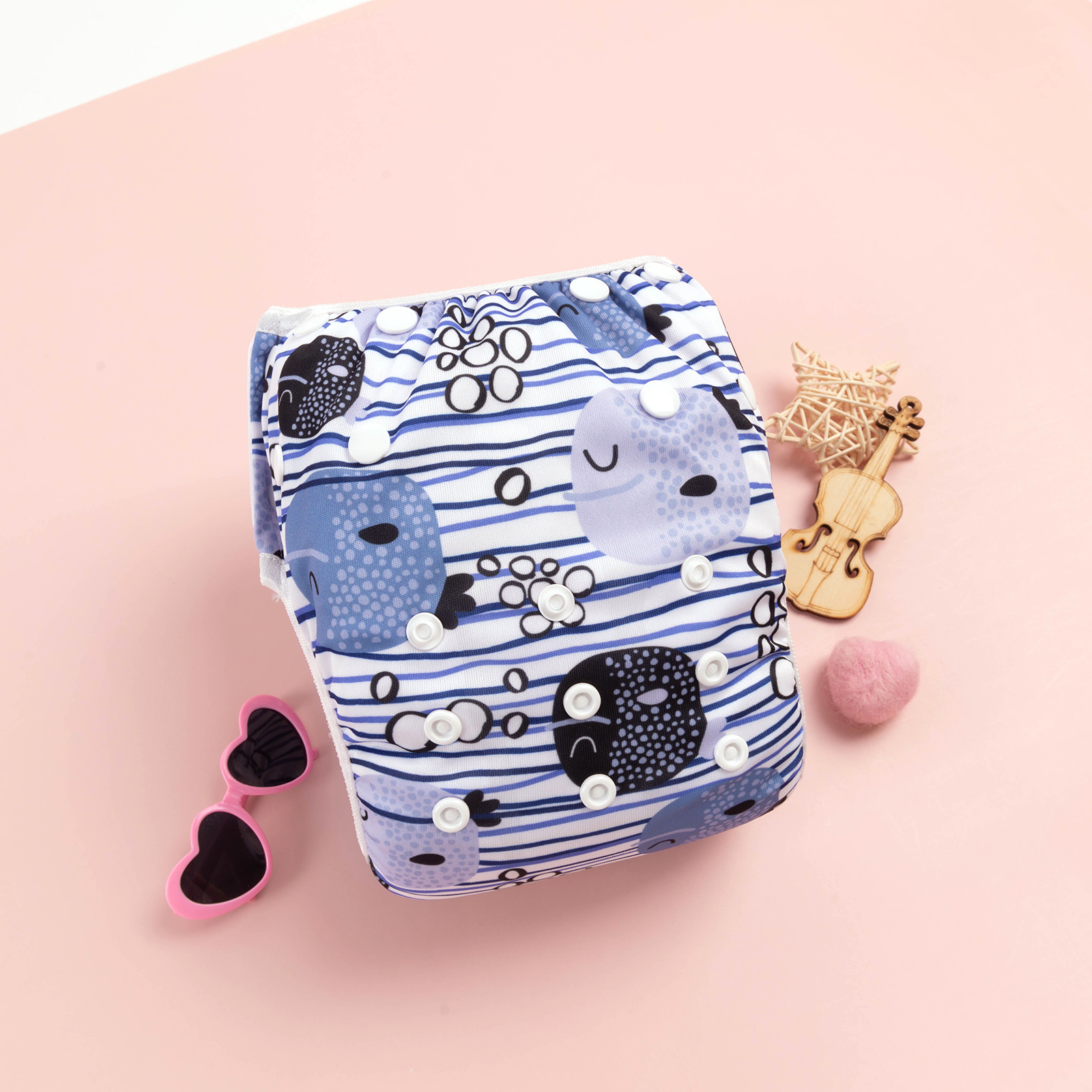 ALVABABY Reusable Swim Diaper - Adjustable One Size Swimwear for Infants & Toddlers  (Animals, SW111A)