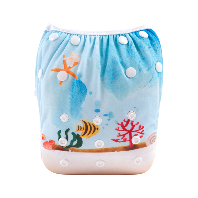 ALVABABY One Size Positioning  Printed Swim Diaper -Coral(SWD90A)
