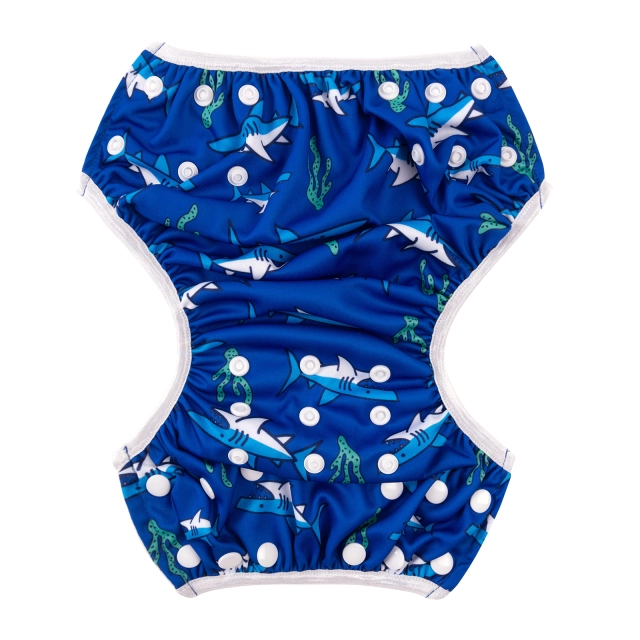 ALVABABY One Size Positioning  Printed Swim Diaper -Shark(SWD91A)