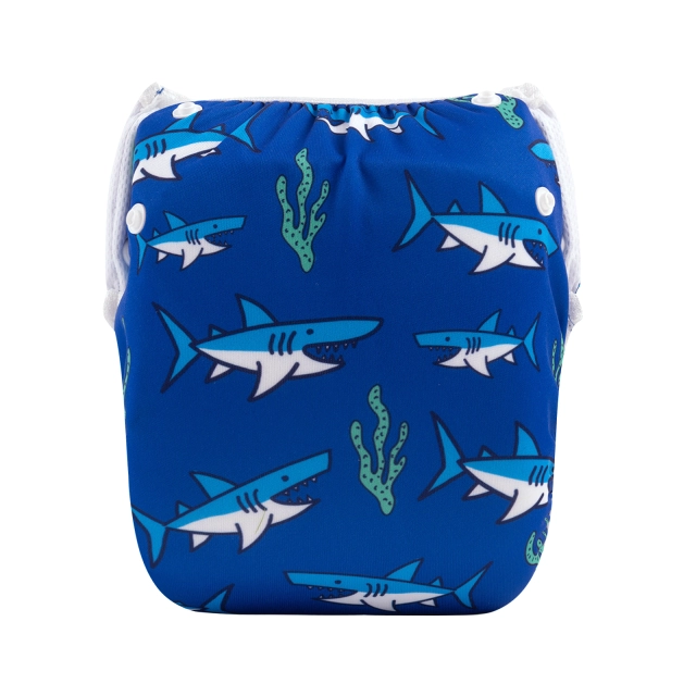 ALVABABY One Size Positioning  Printed Swim Diaper -Shark(SWD91A)