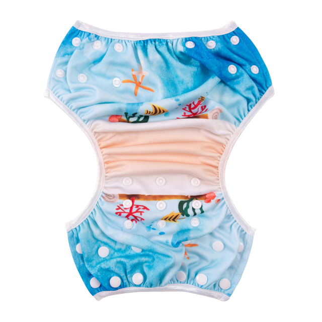 ALVABABY One Size Positioning  Printed Swim Diaper -Coral(SWD90A)
