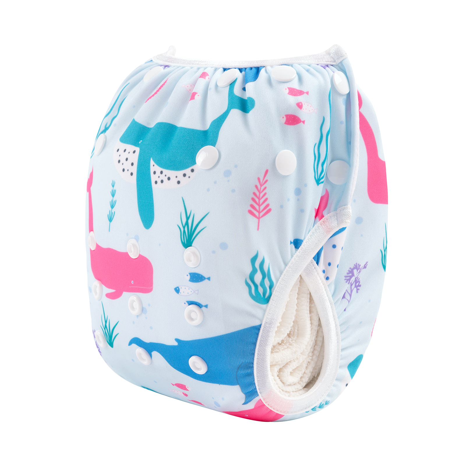 ALVABABY Reusable Swim Diaper - Adjustable One Size Swimwear for Infants & Toddlers (Whale, SWD89A)