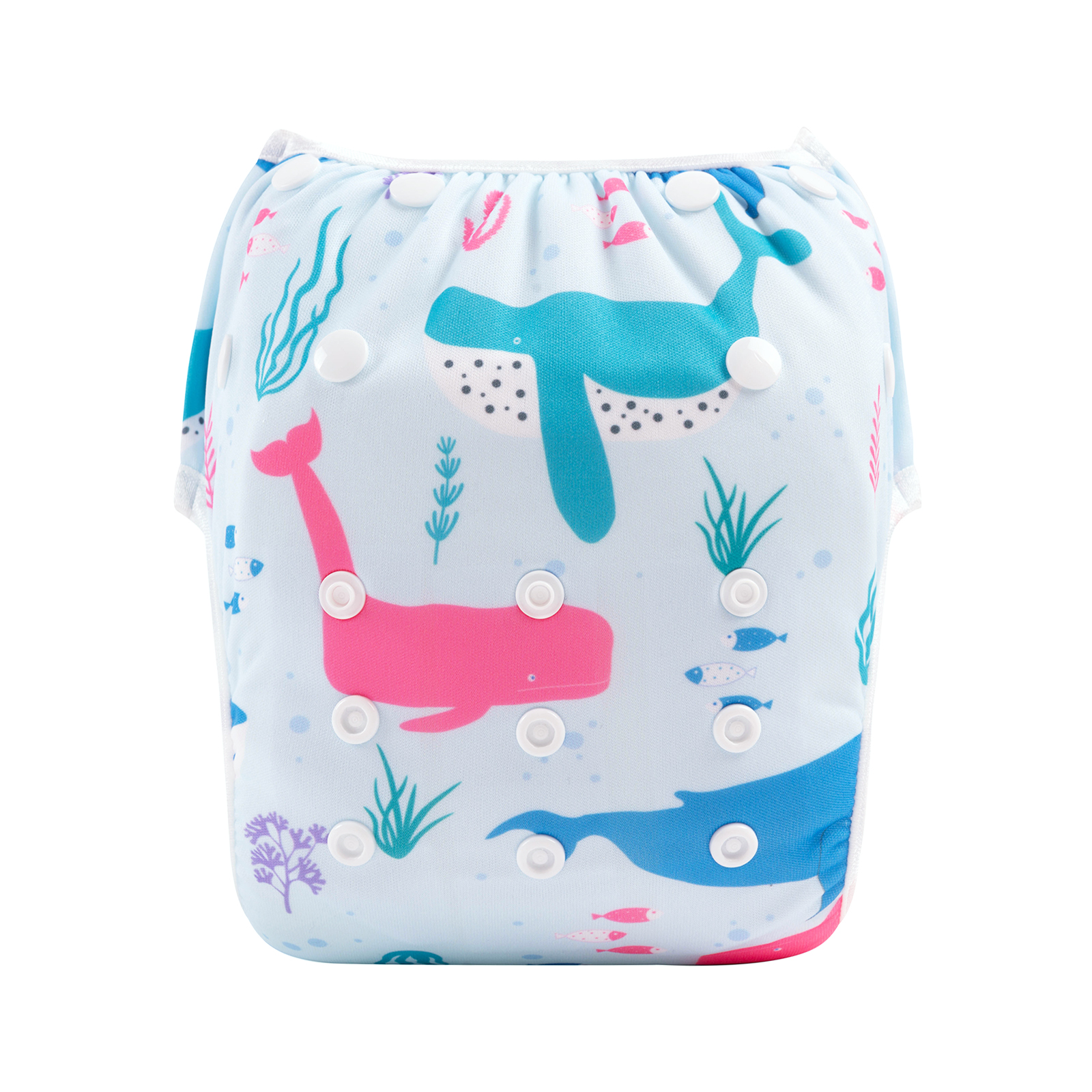 ALVABABY Reusable Swim Diaper - Adjustable One Size Swimwear for Infants & Toddlers (Whale, SWD89A)