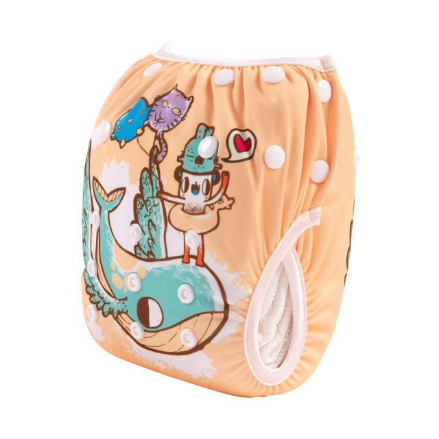 ALVABABY One Size Positioning  Printed Swim Diaper -Dolphin (SWD87A)