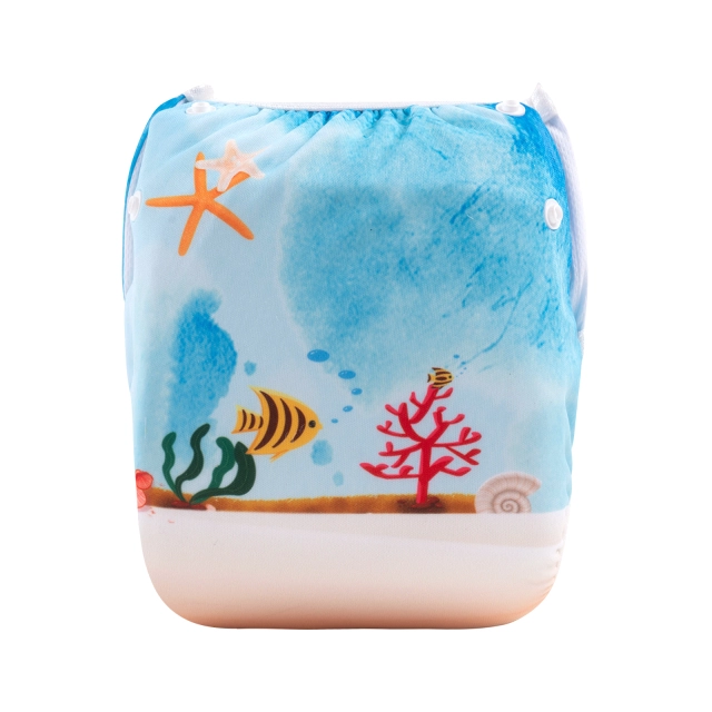 ALVABABY One Size Positioning  Printed Swim Diaper -Coral(SWD90A)