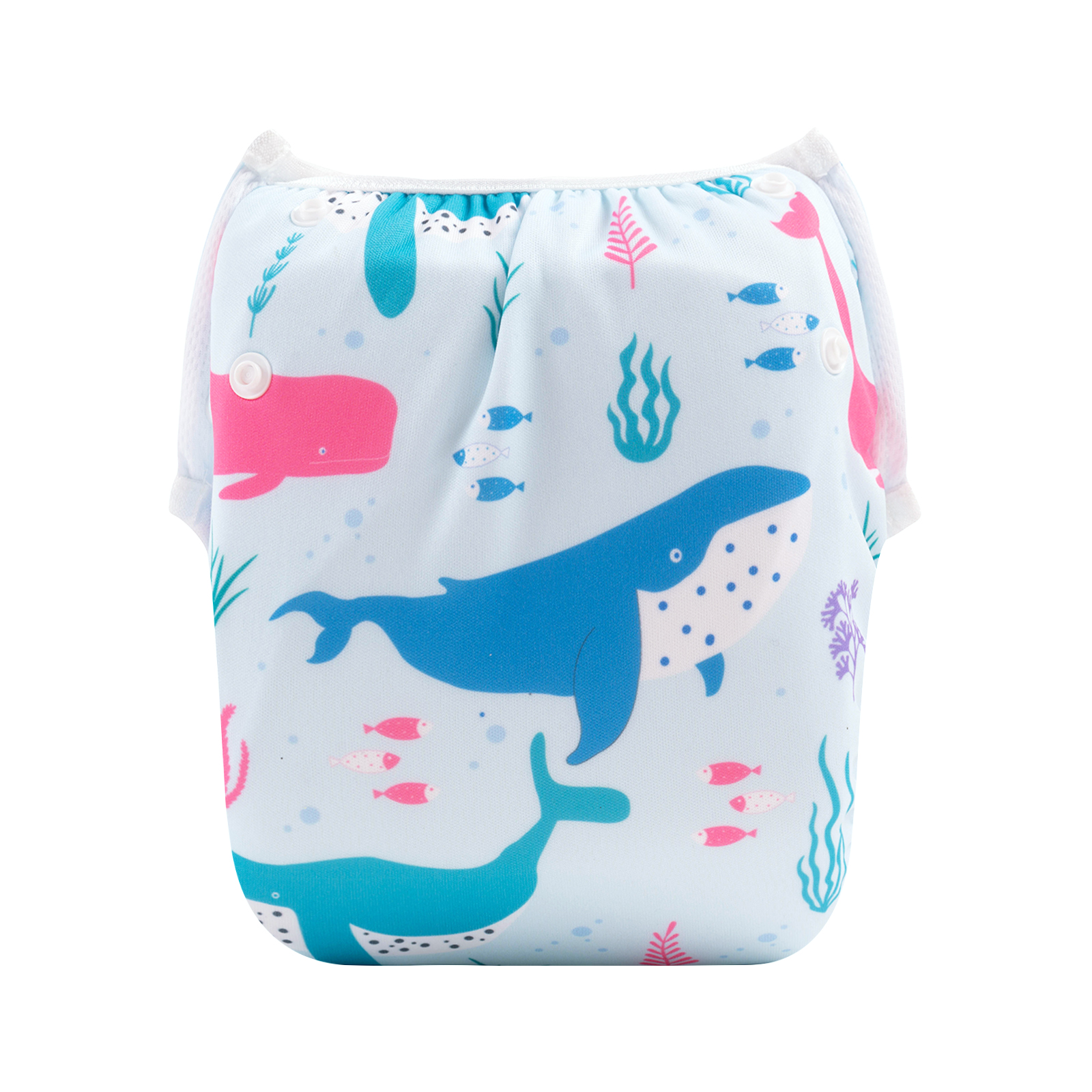 ALVABABY Reusable Swim Diaper - Adjustable One Size Swimwear for Infants & Toddlers (Whale, SWD89A)