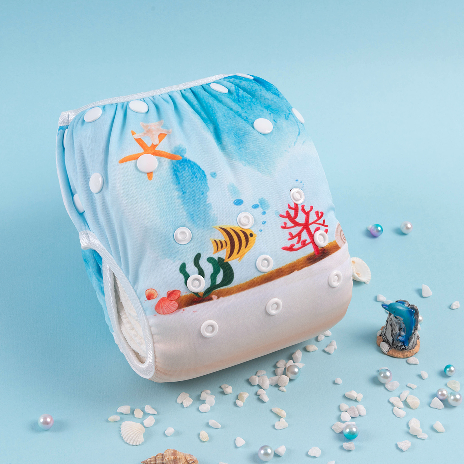 ALVABABY Reusable Swim Diaper - Adjustable One Size Swimwear for Infants & Toddlers (Coral, SWD90A)