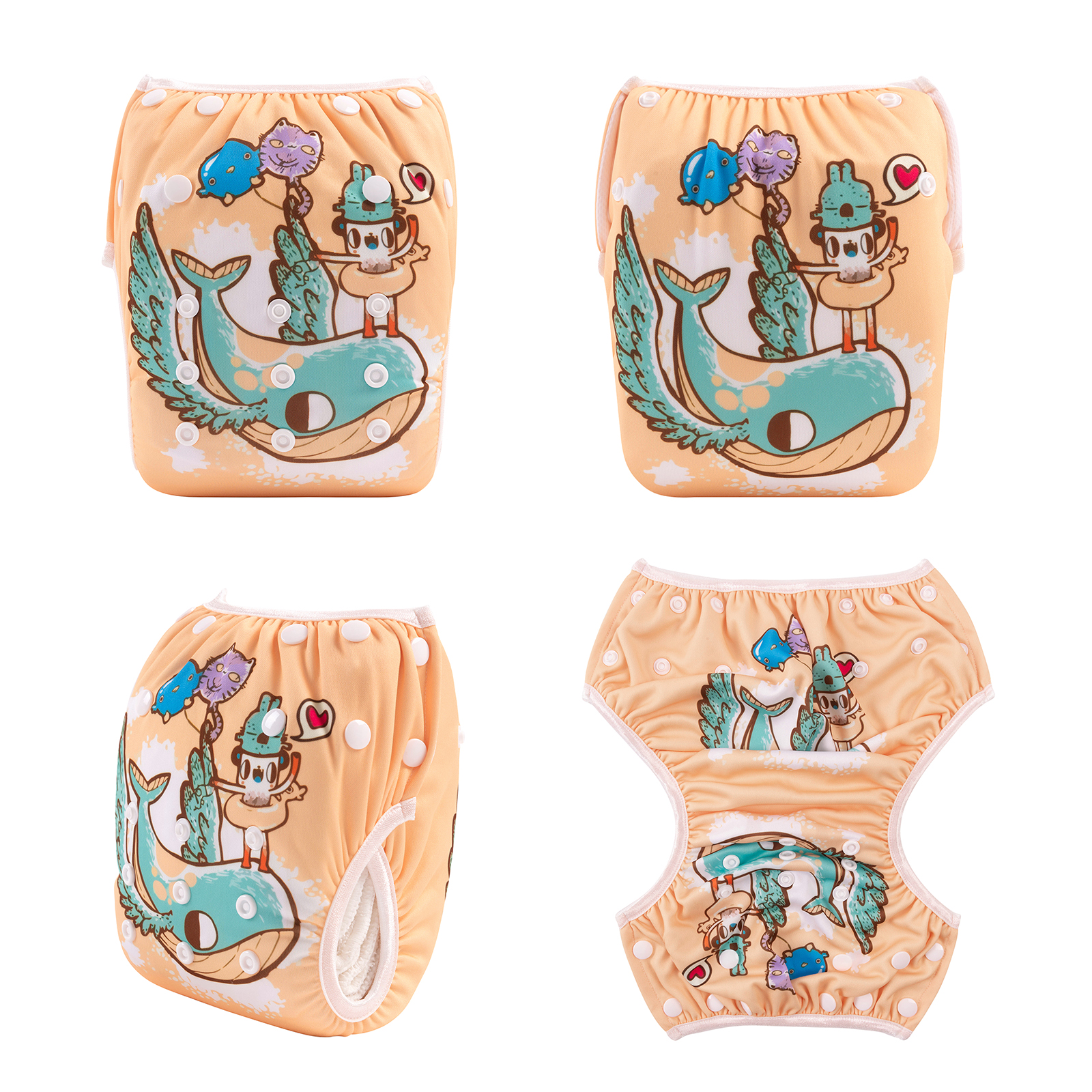 ALVABABY Reusable Swim Diaper - Adjustable One Size Swimwear for Infants & Toddlers Dolphin (SWD87A)