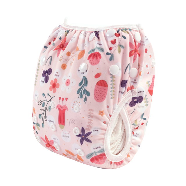 ALVABABY One Size Printed Swim Diaper- Flowers  (SW110A)