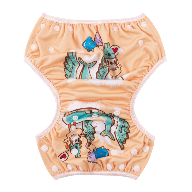 ALVABABY One Size Positioning  Printed Swim Diaper -Dolphin (SWD87A)