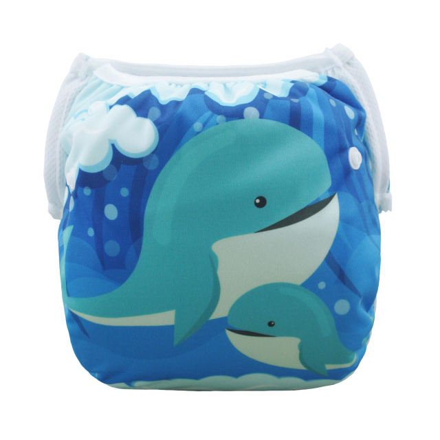 ALVABABY One Size Positioning  Printed Swim Diaper- whale(SWD41A)
