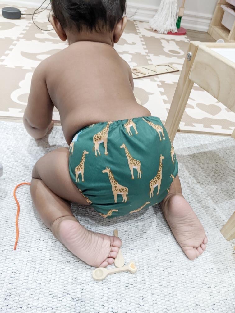 ALVABABY One Size Positioning Printed Cloth Diaper -Giraffe(YDP07A)